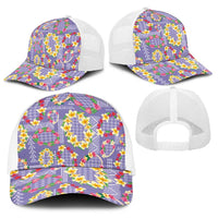Hawaiian Leis Baseball Net Cap Kakau Tattoos and Palaka Pastel Purple Color