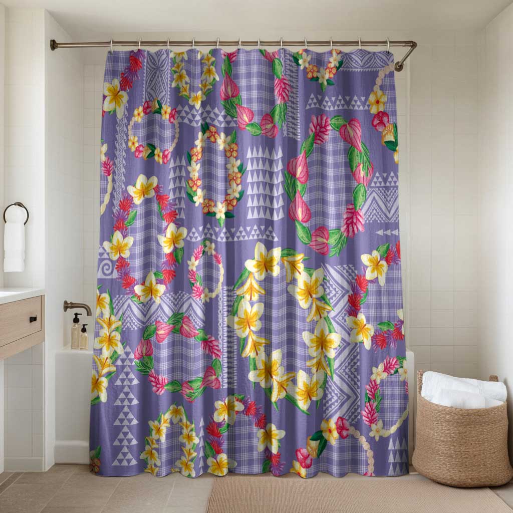 Hawaiian Leis Bathroom Set Kakau Tattoos and Palaka Pastel Purple Color