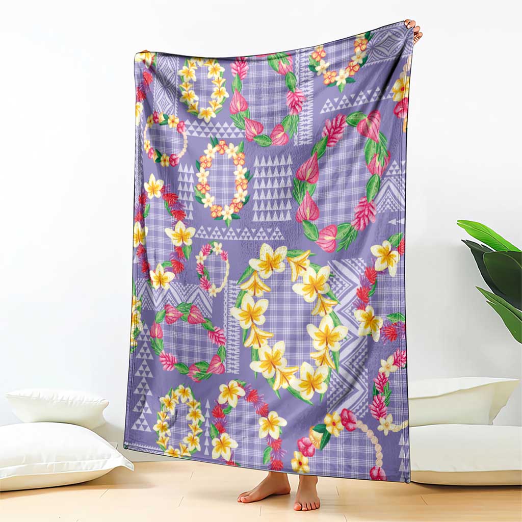 Hawaiian Leis Blanket Kakau Tattoos and Palaka Pastel Purple Color