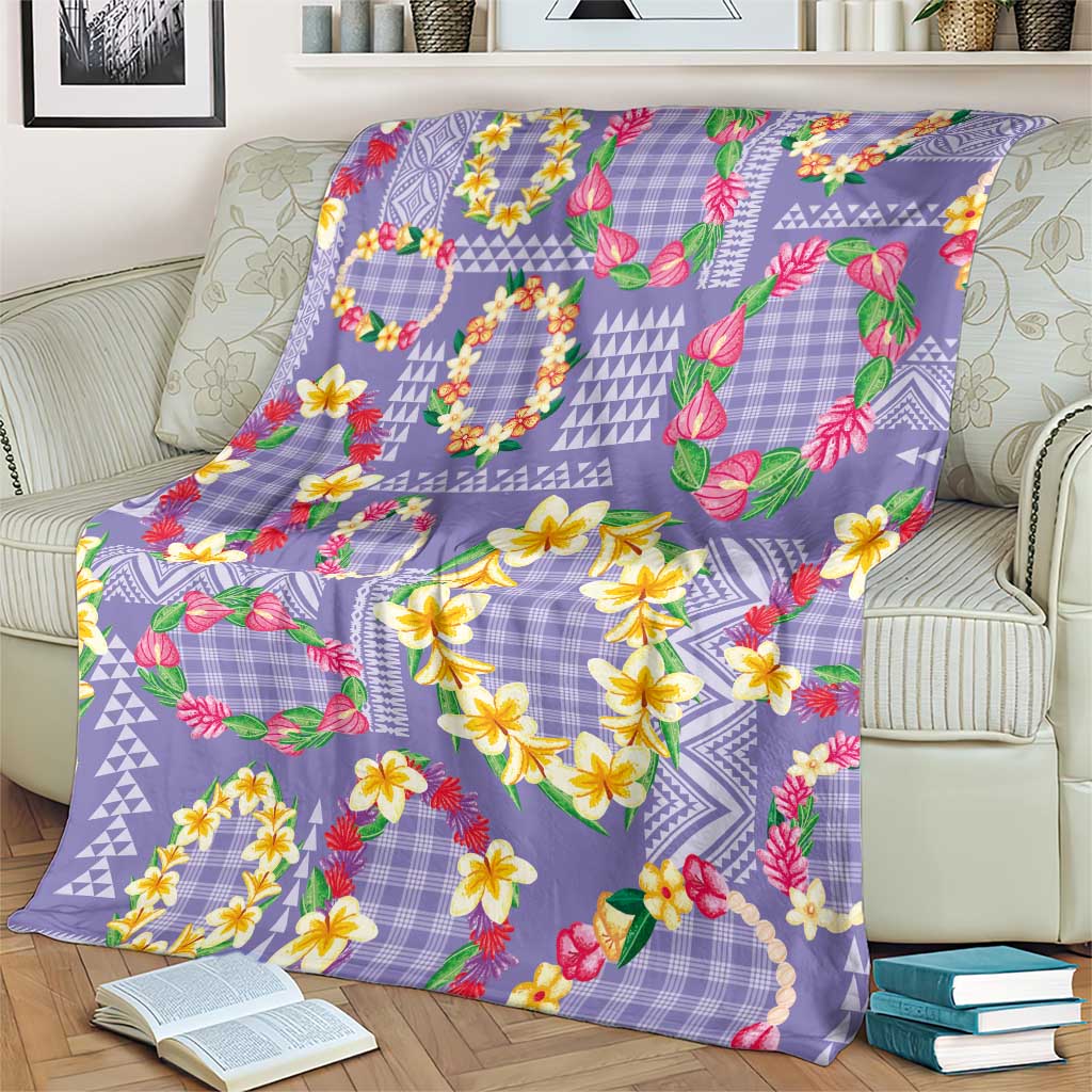 Hawaiian Leis Blanket Kakau Tattoos and Palaka Pastel Purple Color