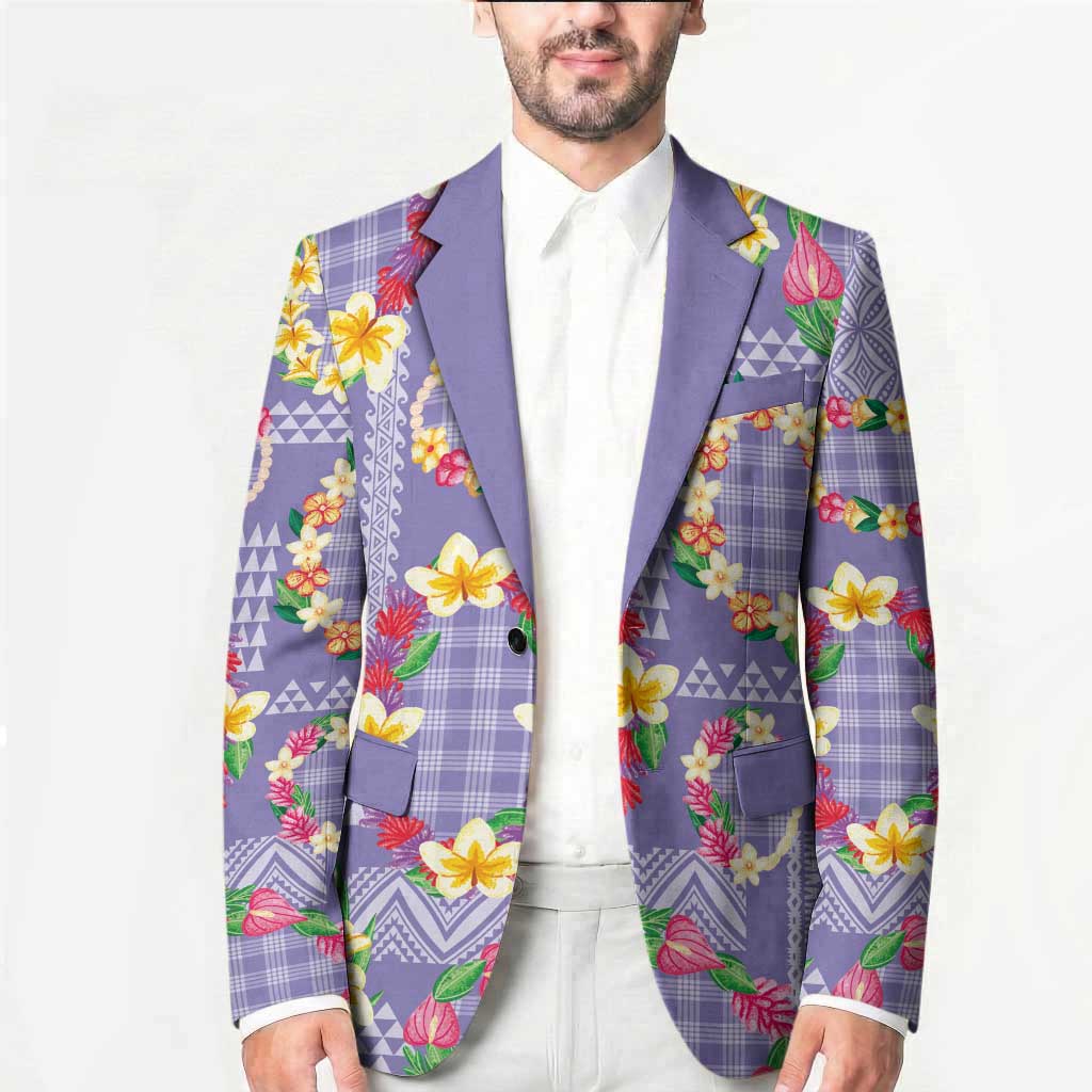Hawaiian Leis Blazer Kakau Tattoos and Palaka Pastel Purple Color