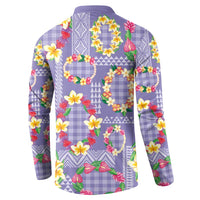 Hawaiian Leis Button Sweatshirt Kakau Tattoos and Palaka Pastel Purple Color