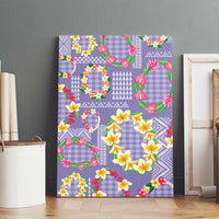 Hawaiian Leis Canvas Wall Art Kakau Tattoos and Palaka Pastel Purple Color