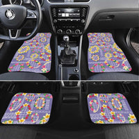 Hawaiian Leis Car Mats Kakau Tattoos and Palaka Pastel Purple Color