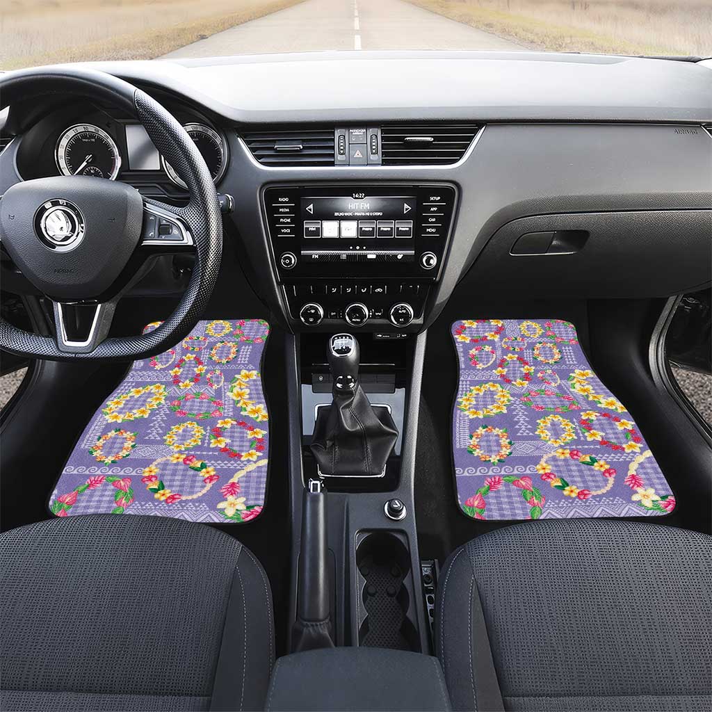 Hawaiian Leis Car Mats Kakau Tattoos and Palaka Pastel Purple Color