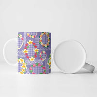 Hawaiian Leis Ceramic Mug Kakau Tattoos and Palaka Pastel Purple Color