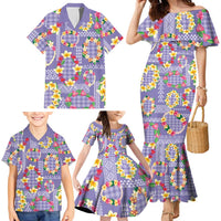 Hawaiian Leis Family Matching Mermaid Dress and Hawaiian Shirt Kakau Tattoos and Palaka Pastel Purple Color LT03 - Polynesian Pride