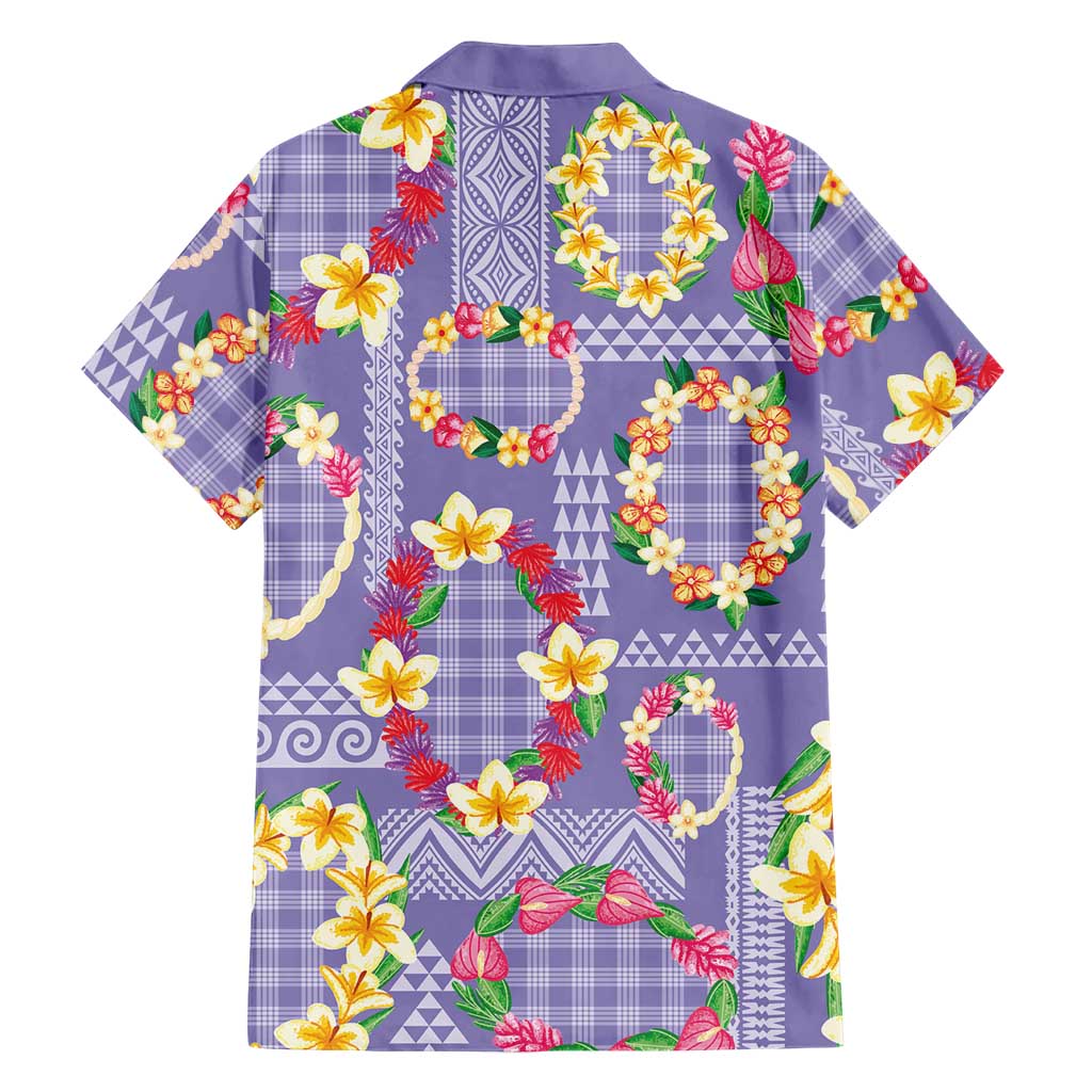 Hawaiian Leis Family Matching Off Shoulder Maxi Dress and Hawaiian Shirt Kakau Tattoos and Palaka Pastel Purple Color LT03 - Polynesian Pride
