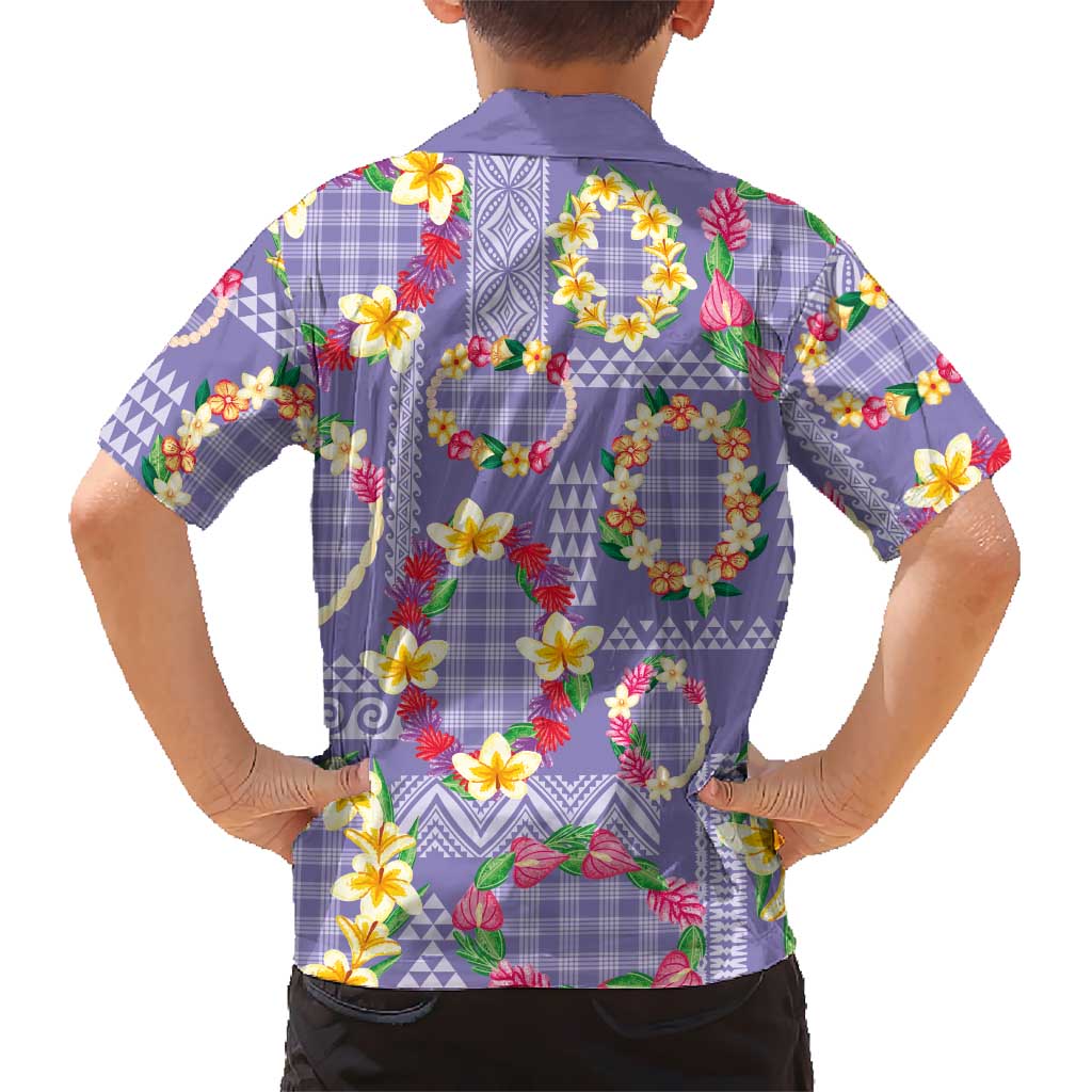 Hawaiian Leis Family Matching Puletasi and Hawaiian Shirt Kakau Tattoos and Palaka Pastel Purple Color LT03 - Polynesian Pride