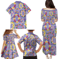 Hawaiian Leis Family Matching Puletasi and Hawaiian Shirt Kakau Tattoos and Palaka Pastel Purple Color LT03 - Polynesian Pride