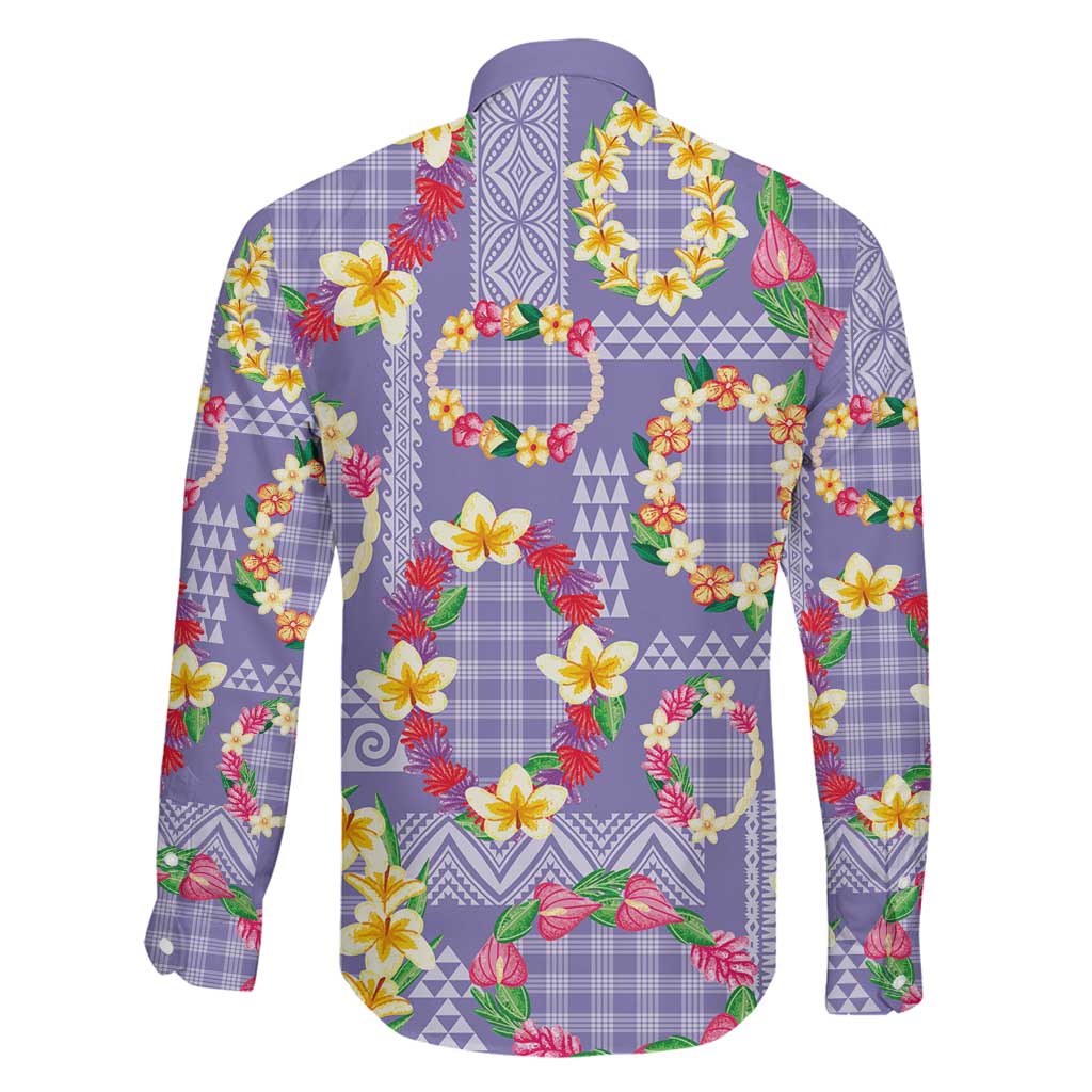 Hawaiian Leis Family Matching Summer Maxi Dress and Hawaiian Shirt Kakau Tattoos and Palaka Pastel Purple Color LT03 - Polynesian Pride