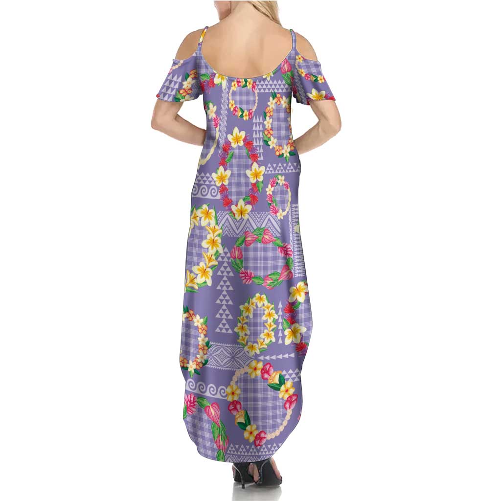 Hawaiian Leis Family Matching Summer Maxi Dress and Hawaiian Shirt Kakau Tattoos and Palaka Pastel Purple Color LT03 - Polynesian Pride