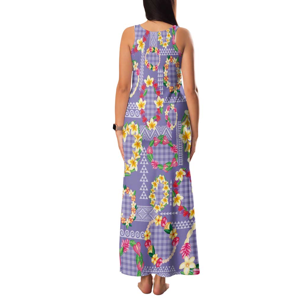 Hawaiian Leis Family Matching Tank Maxi Dress and Hawaiian Shirt Kakau Tattoos and Palaka Pastel Purple Color LT03 - Polynesian Pride