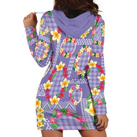 Hawaiian Leis Hoodie Dress Kakau Tattoos and Palaka Pastel Purple Color LT03 - Polynesian Pride