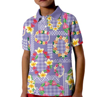 Hawaiian Leis Kid Polo Shirt Kakau Tattoos and Palaka Pastel Purple Color