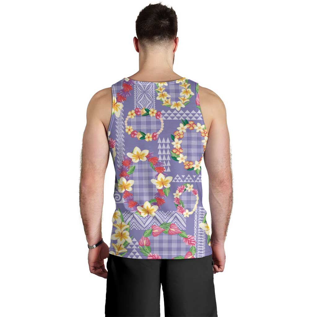 Hawaiian Leis Men Tank Top Kakau Tattoos and Palaka Pastel Purple Color