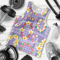 Hawaiian Leis Men Tank Top Kakau Tattoos and Palaka Pastel Purple Color