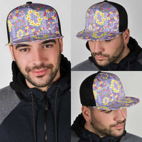 Hawaiian Leis Mesh Trucker Cap Kakau Tattoos and Palaka Pastel Purple Color