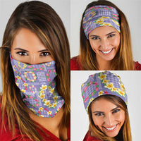 Hawaiian Leis Neck Gaiter Kakau Tattoos and Palaka Pastel Purple Color