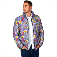 Hawaiian Leis Padded Jacket Kakau Tattoos and Palaka Pastel Purple Color