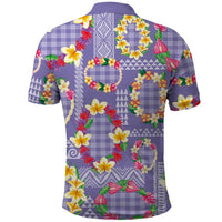 Hawaiian Leis Polo Shirt Kakau Tattoos and Palaka Pastel Purple Color