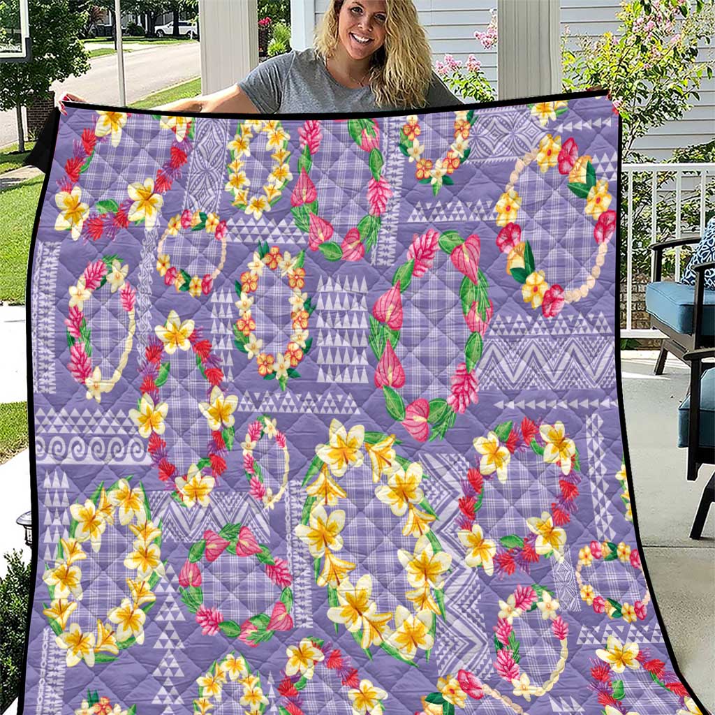 Hawaiian Leis Quilt Kakau Tattoos and Palaka Pastel Purple Color