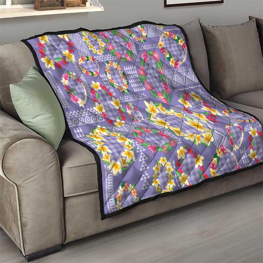 Hawaiian Leis Quilt Kakau Tattoos and Palaka Pastel Purple Color