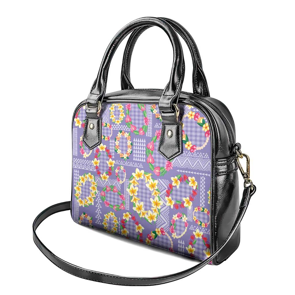 Hawaiian Leis Shoulder Handbag Kakau Tattoos and Palaka Pastel Purple Color