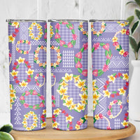 Hawaiian Leis Skinny Tumbler Kakau Tattoos and Palaka Pastel Purple Color LT03 - Polynesian Pride