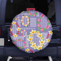 Hawaiian Leis Spare Tire Cover Kakau Tattoos and Palaka Pastel Purple Color