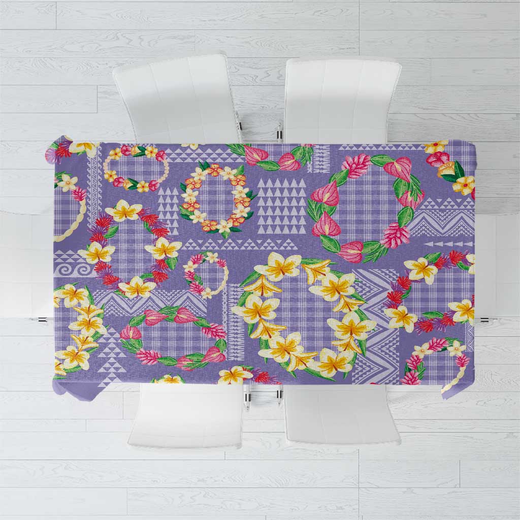 Hawaiian Leis Tablecloth Kakau Tattoos and Palaka Pastel Purple Color