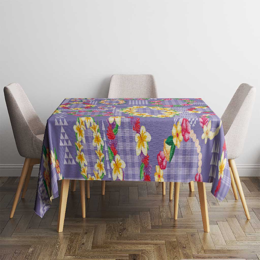 Hawaiian Leis Tablecloth Kakau Tattoos and Palaka Pastel Purple Color
