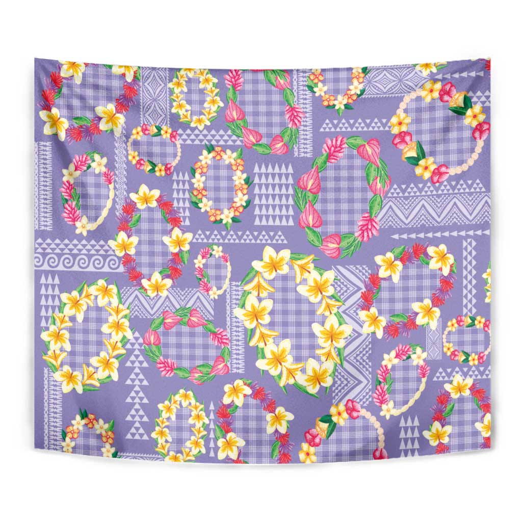 Hawaiian Leis Tapestry Kakau Tattoos and Palaka Pastel Purple Color