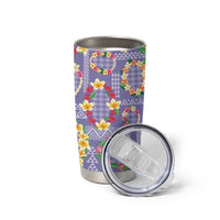 Hawaiian Leis Tumbler Cup Kakau Tattoos and Palaka Pastel Purple Color