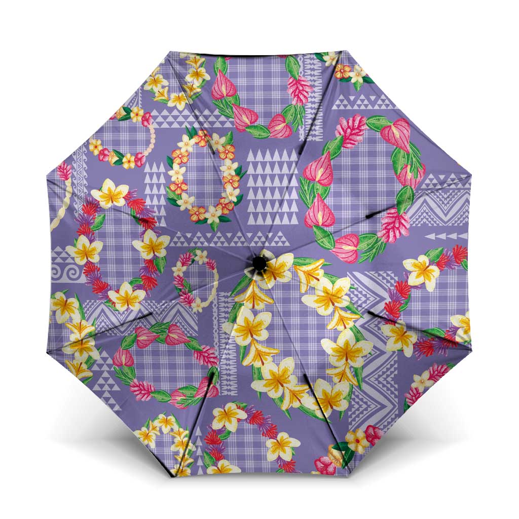 Hawaiian Leis Umbrella Kakau Tattoos and Palaka Pastel Purple Color