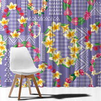 Hawaiian Leis Window Curtain Kakau Tattoos and Palaka Pastel Purple Color