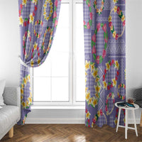 Hawaiian Leis Window Curtain Kakau Tattoos and Palaka Pastel Purple Color