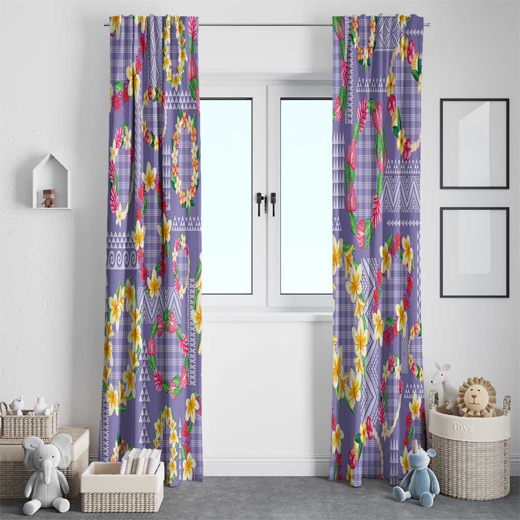 Hawaiian Leis Window Curtain Kakau Tattoos and Palaka Pastel Purple Color