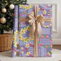Hawaiian Leis Wrapping Paper Kakau Tattoos and Palaka Pastel Purple Color