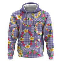 Hawaiian Leis Zip Hoodie Kakau Tattoos and Palaka Pastel Purple Color