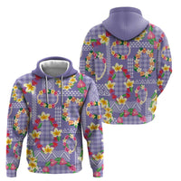 Hawaiian Leis Zip Hoodie Kakau Tattoos and Palaka Pastel Purple Color