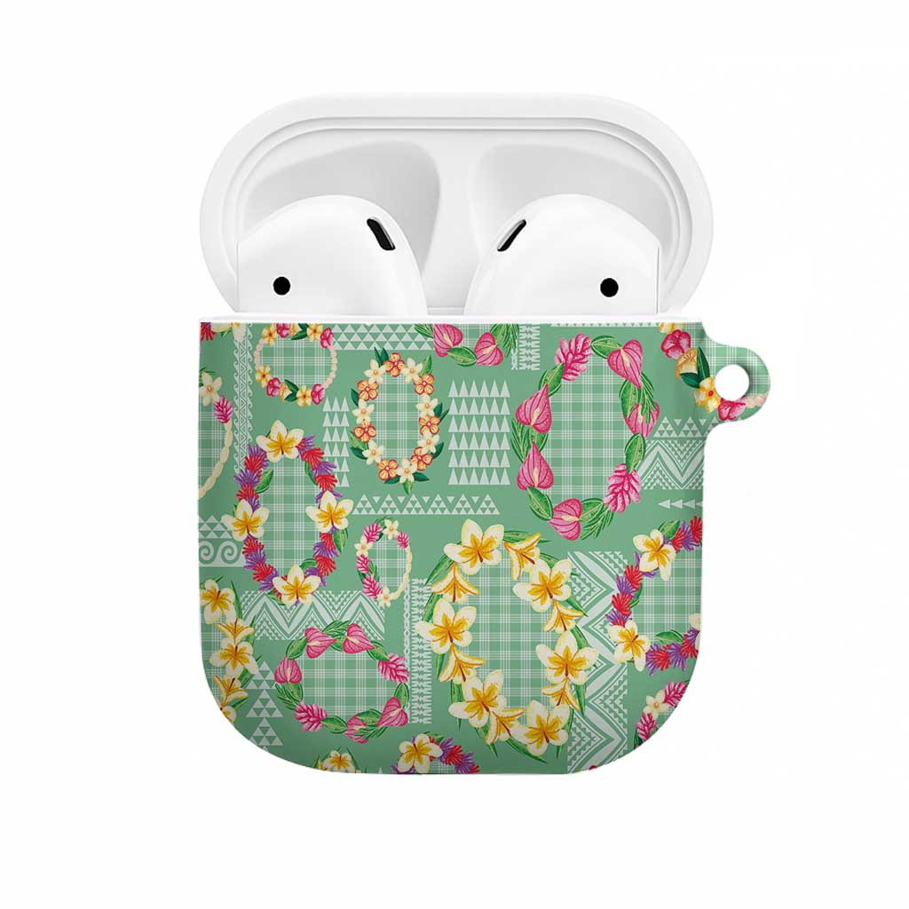 Hawaiian Leis AirPods Case Kakau Tattoos and Palaka Pastel Green Color