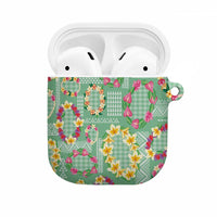 Hawaiian Leis AirPods Case Kakau Tattoos and Palaka Pastel Green Color