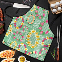Hawaiian Leis Apron Kakau Tattoos and Palaka Pastel Green Color
