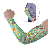 Hawaiian Leis Arm Sleeves Kakau Tattoos and Palaka Pastel Green Color