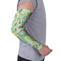 Hawaiian Leis Arm Sleeves Kakau Tattoos and Palaka Pastel Green Color