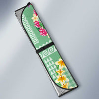 Hawaiian Leis Auto Sun Shade Kakau Tattoos and Palaka Pastel Green Color