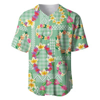 Hawaiian Leis Baseball Jersey Kakau Tattoos and Palaka Pastel Green Color