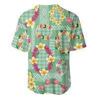 Hawaiian Leis Baseball Jersey Kakau Tattoos and Palaka Pastel Green Color