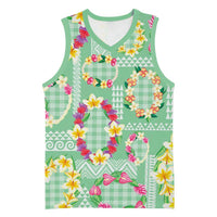 Hawaiian Leis Basketball Jersey Kakau Tattoos and Palaka Pastel Green Color